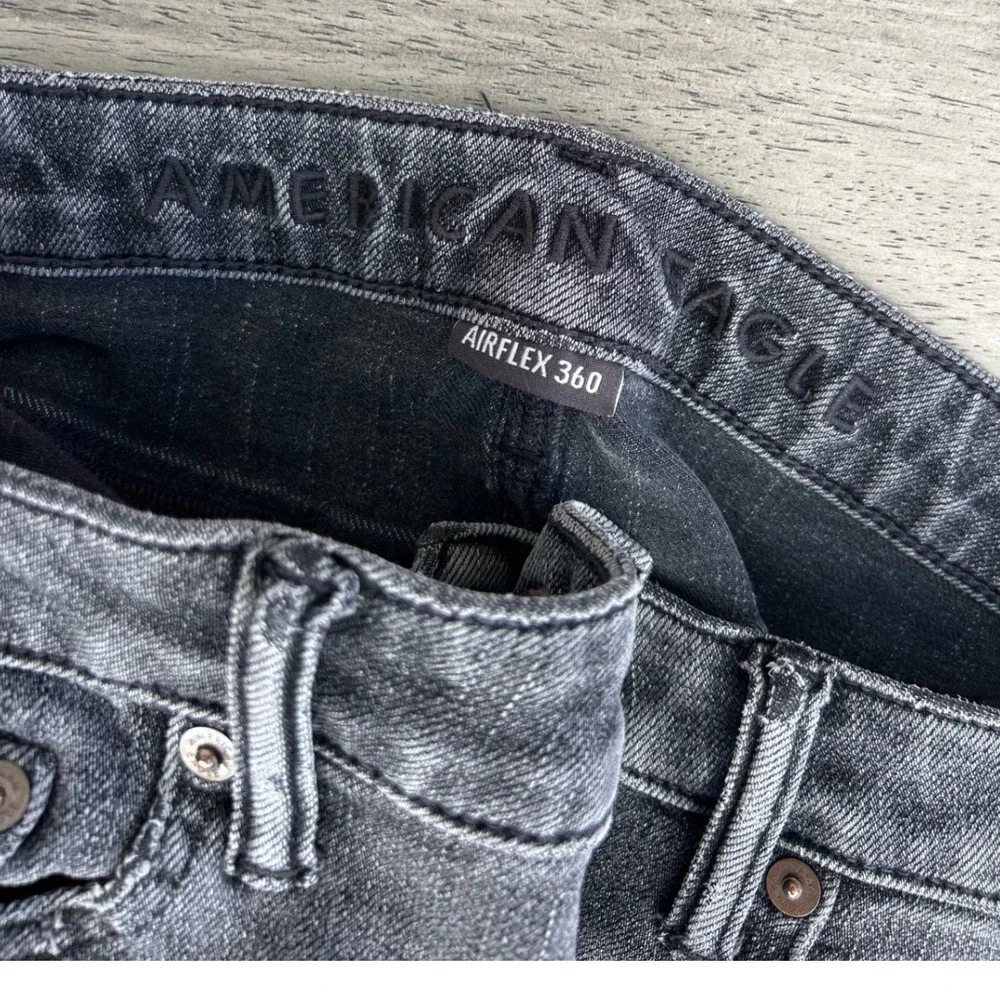 American Eagle Airflex 360 Slim Distressed Jeans 32x32 Washed Black 03/21 5867